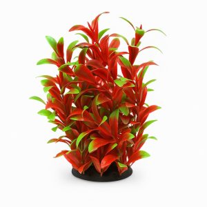 Planta artificiala acvariu Ludwigia rosu cu verde 18 cm