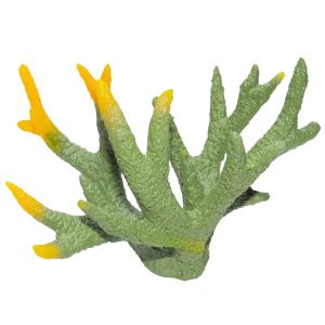 Decor coral acvariu verde cu muguri galbeni, perfect pentru un peisaj acvatic plin de viata. Corali artificiali pentru acvariu cu detalii realiste, ideali ca decor acvariu pentru un ambient natural si atractiv. Adauga culoare cu acesti corali eleganti!