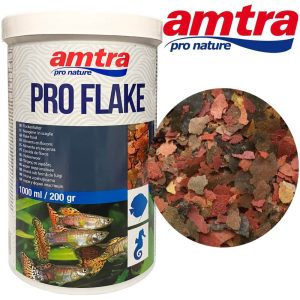 Hrana pesti acvariu Amtra Pro Flake 1000 ml/200 gr, fulgi pesti premium, mancare ideala pentru pesti de acvariu, asigura sanatate si vitalitate.