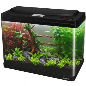 Acvariu 83 litri BOYU EM-600 negru cu capac acvariu cu leduri, ideal pentru pasionatii de acvarii pesti de vanzare, Boyu acvariu modern din gama acvarii mari de vanzare.